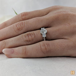 Platinum Memoire Oval Three Stone Engagement Ring