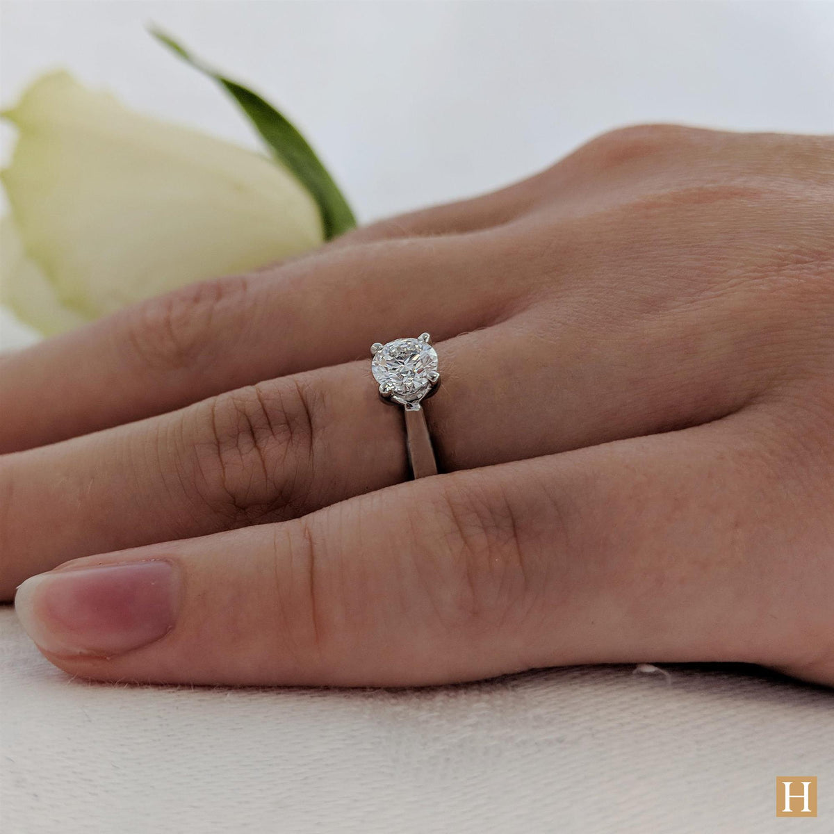 Platinum Open Tulip Engagement Ring