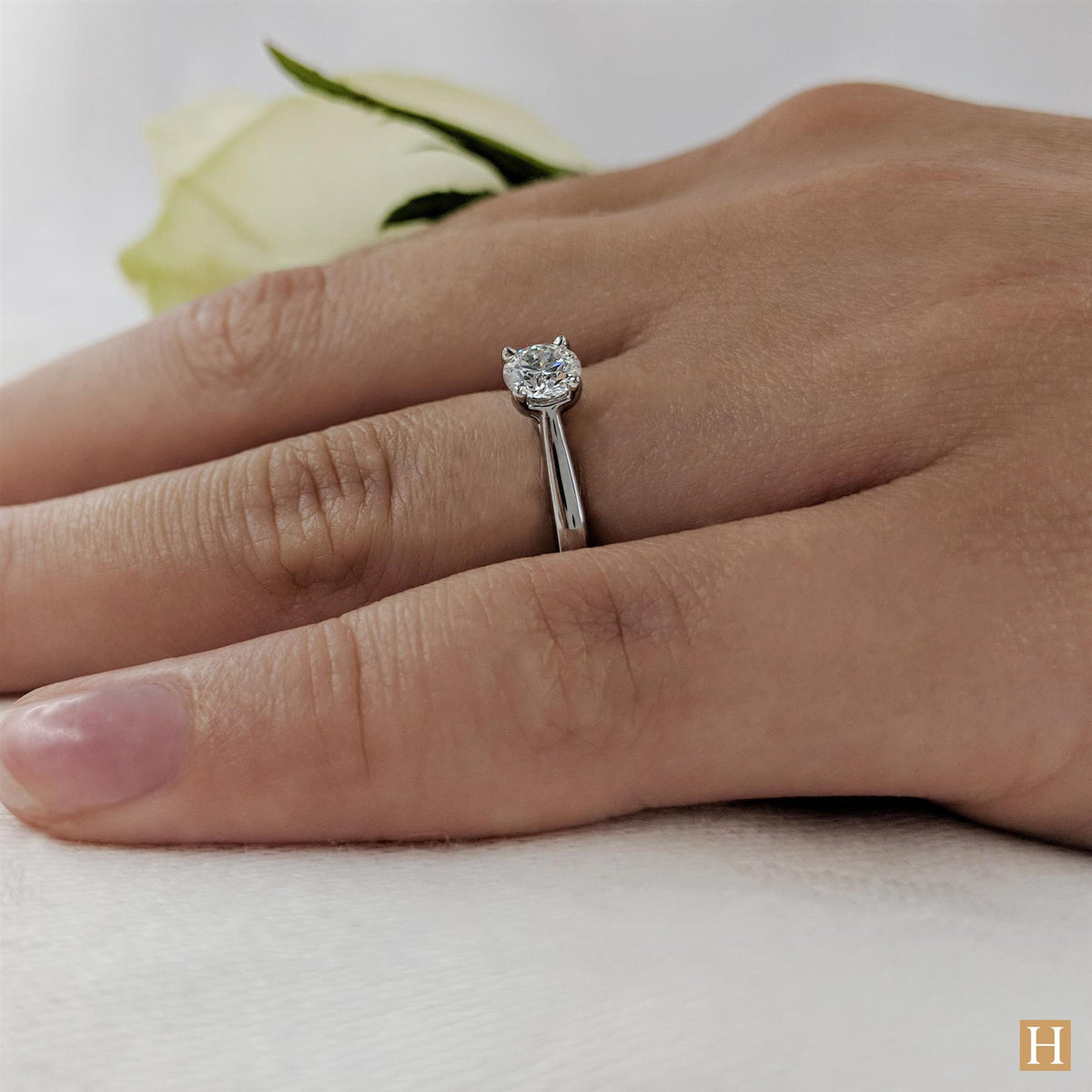 Platinum Open Tulip Engagement Ring