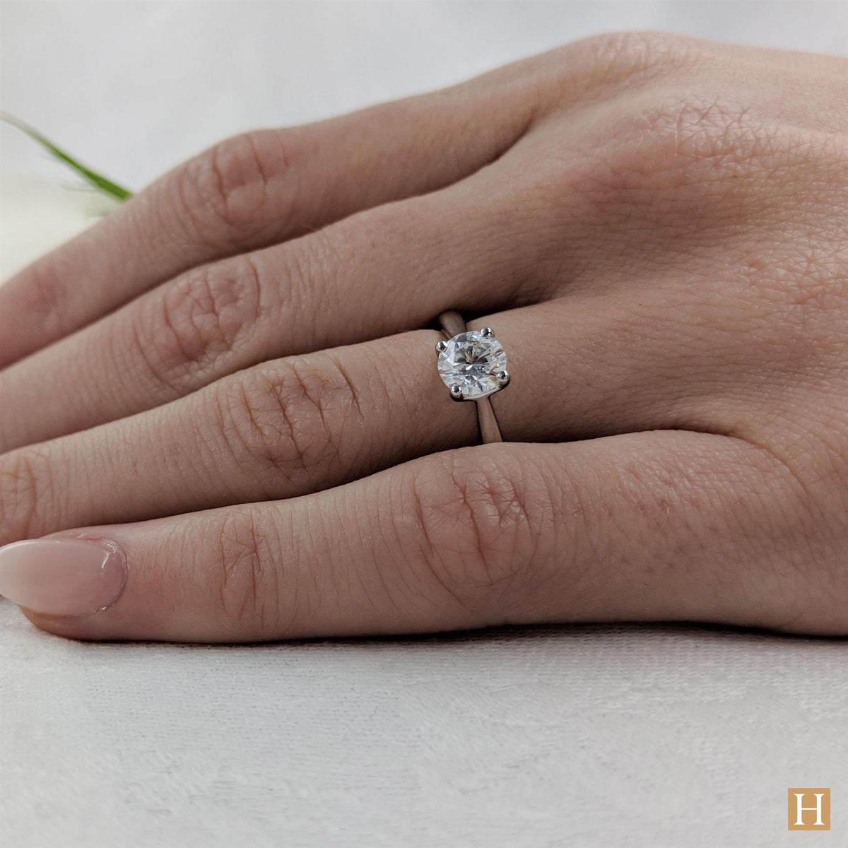 Platinum Open Tulip Engagement Ring