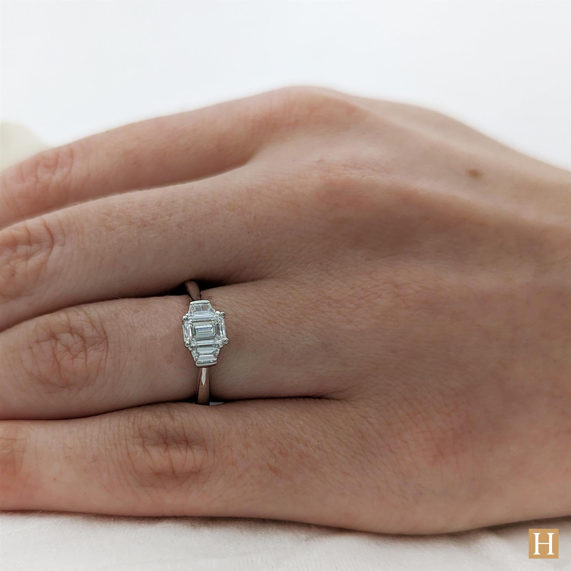 Platinum Santorini Emerald Engagement Ring