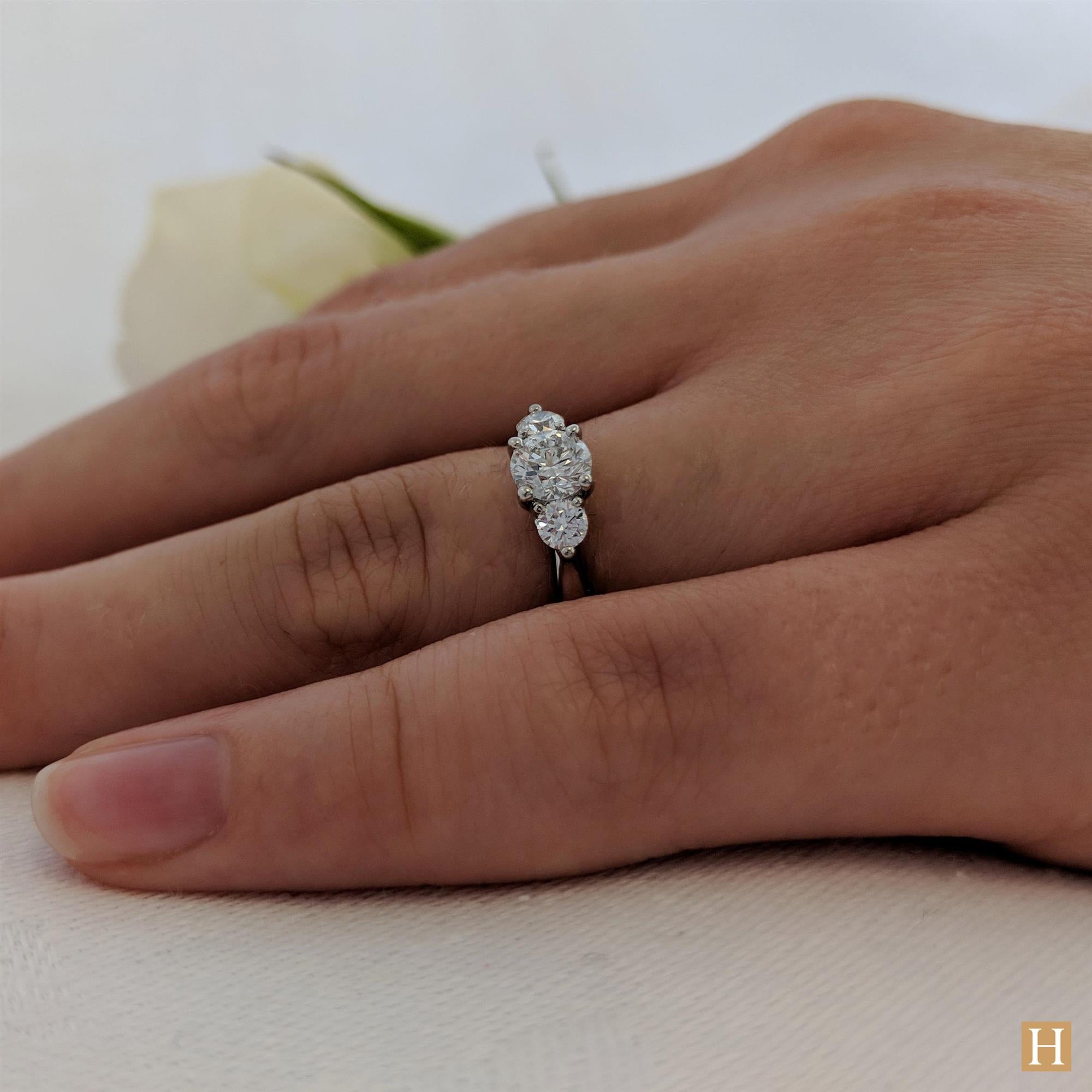 Platinum Tulip 3 Engagement Ring