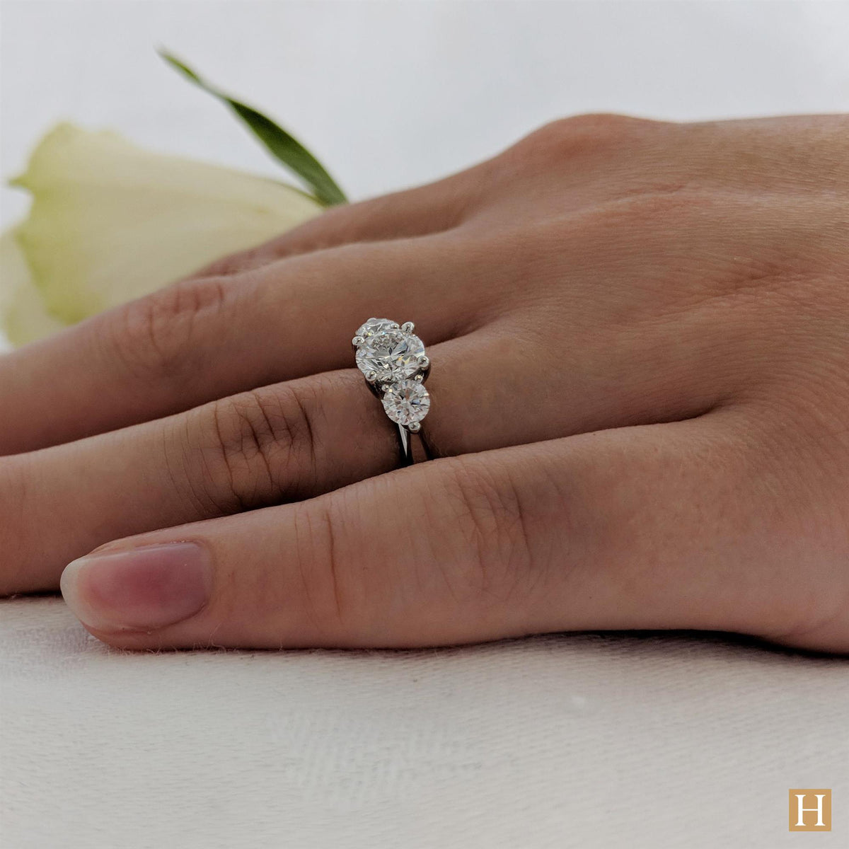 Platinum Tulip 3 Engagement Ring