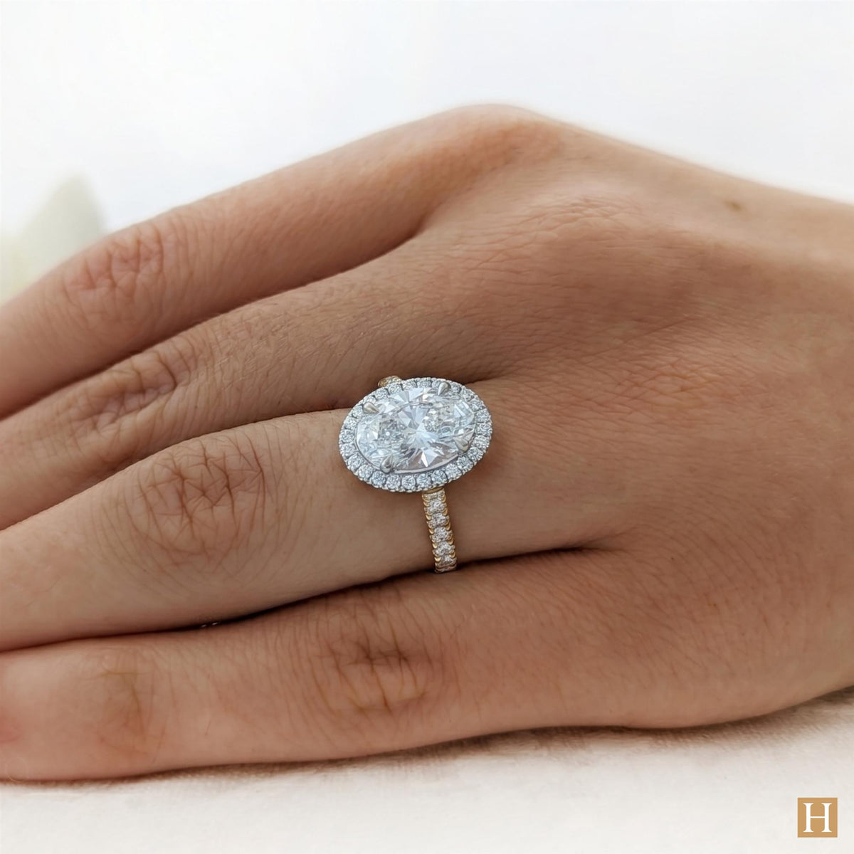 Yellow Gold LG Oval Cluster Engagement Ring