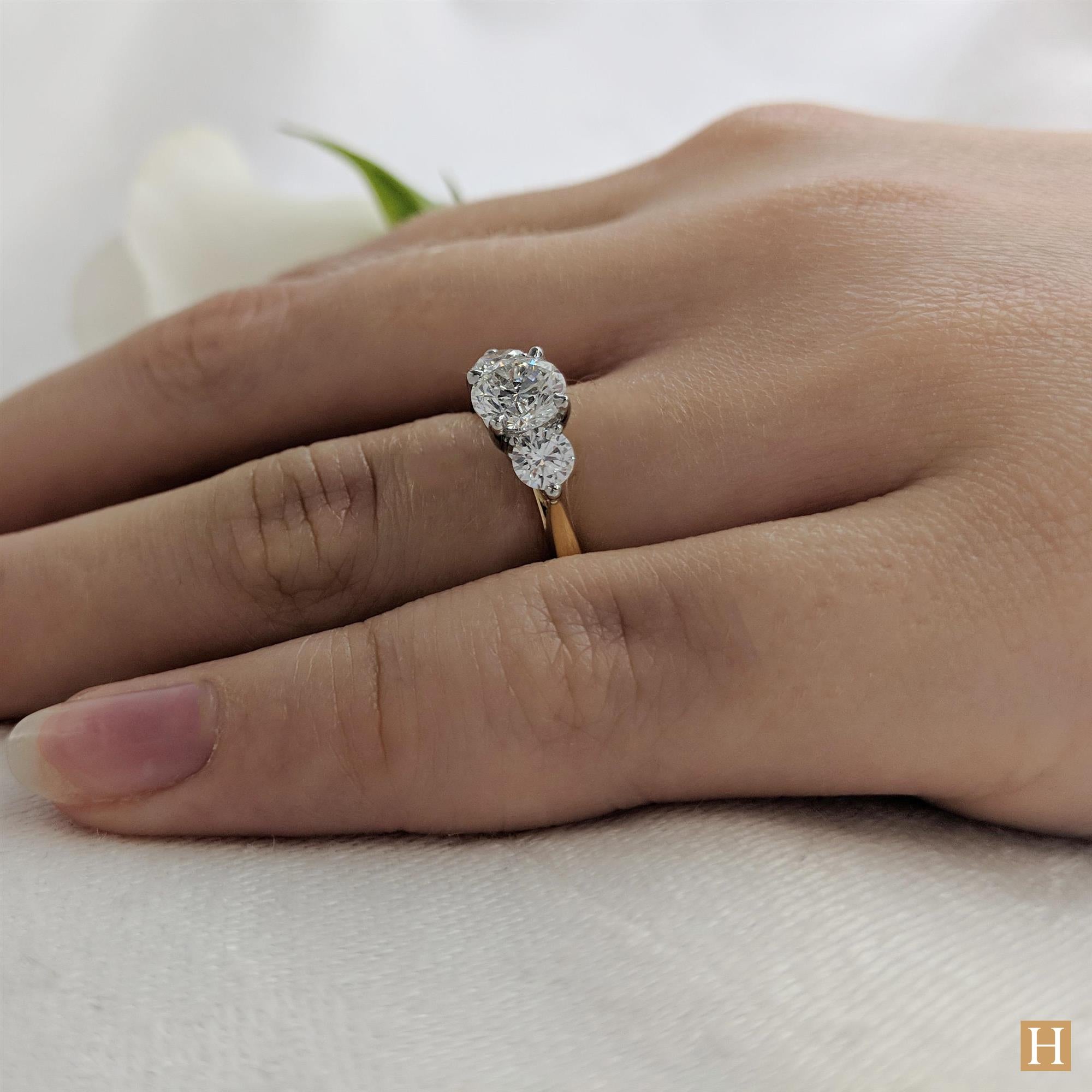 Yellow Gold Tulip 3 Engagement Ring