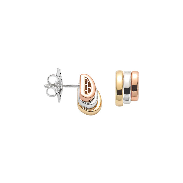18ct Yellow White and Rose Gold Fope Prima Stud Earrings