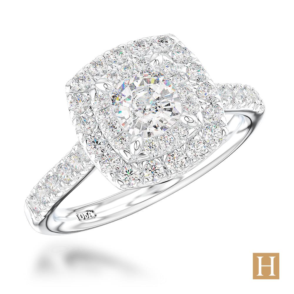 Platinum Inisheer Duo Cushion Engagement Ring