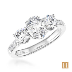 Platinum Memoire Oval Three Stone Engagement Ring