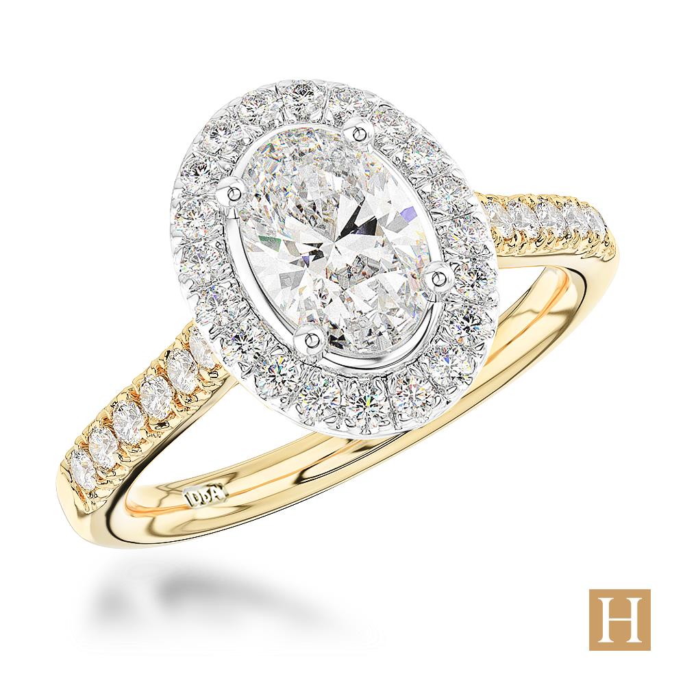 Yellow Gold LG Oval Cluster Engagement Ring