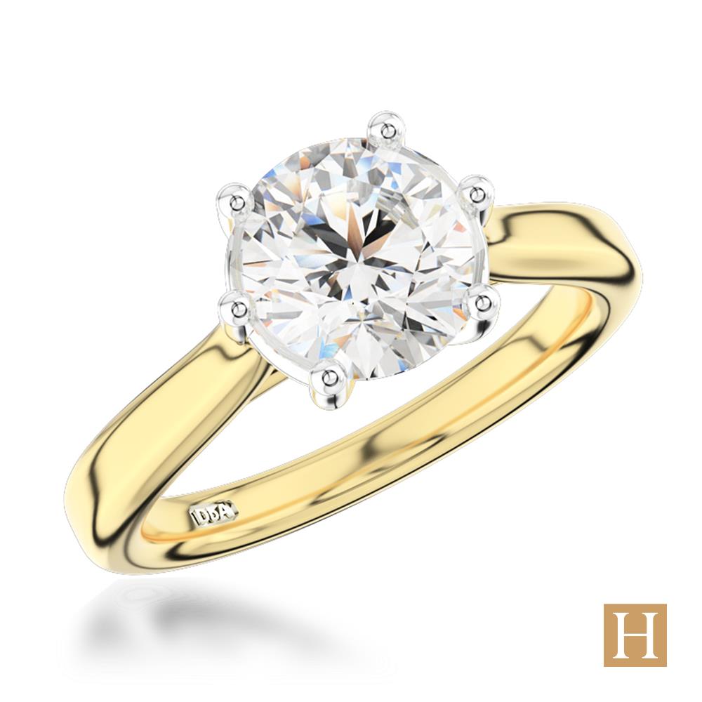 Yellow Gold LG Tulip 6 Engagement Ring