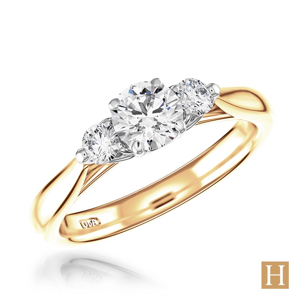 Yellow Gold Tulip 3 Engagement Ring