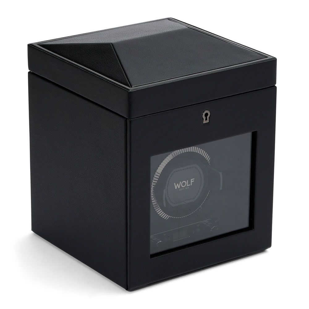 Wolf Designs British Racing Single Watch Winder with Storage Black