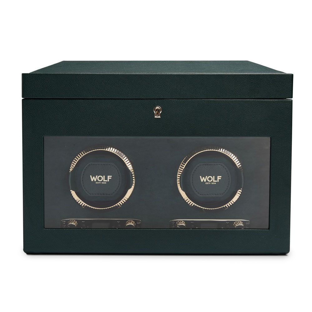 Wolf Designs British Racing Double Watch Winder Green