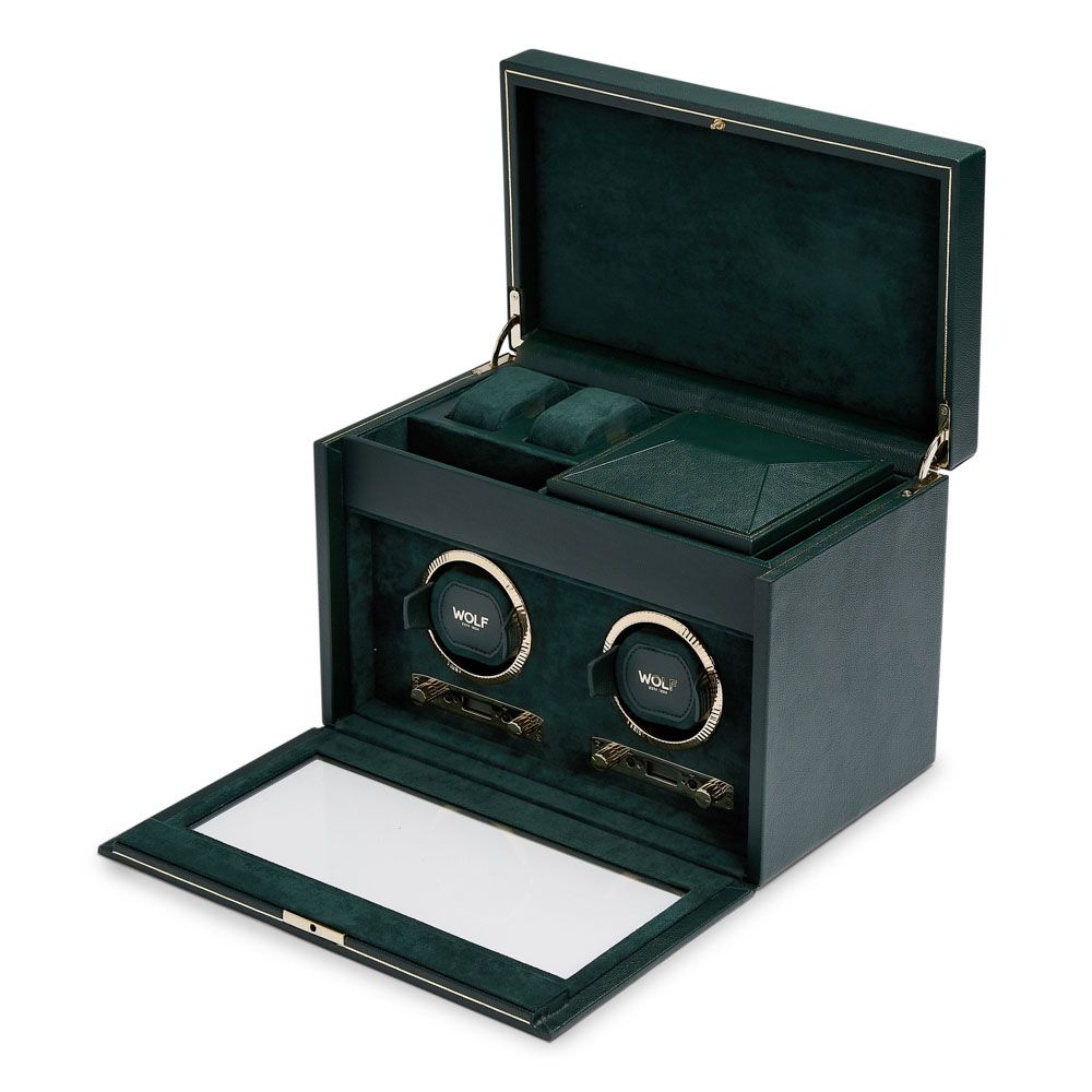 Wolf Designs British Racing Double Watch Winder Green