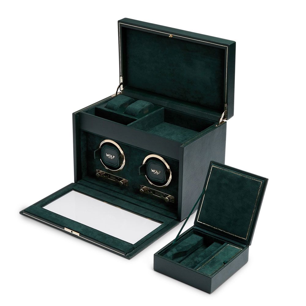 Wolf Designs British Racing Double Watch Winder Green