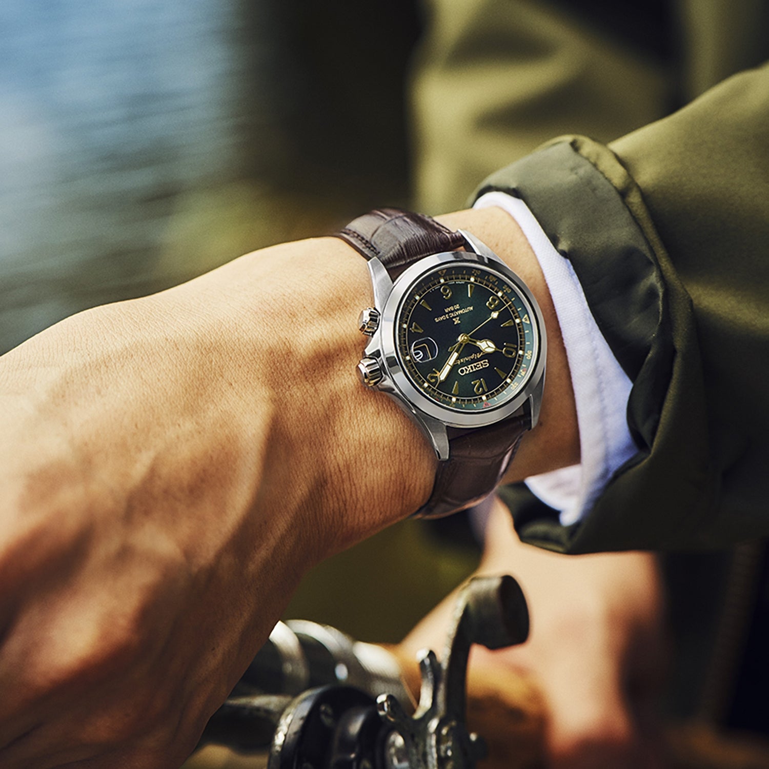 Gents Seiko Prospex Automatic 3 Days Alpinist Classic Pine Green Brown Strap - SPB507J1