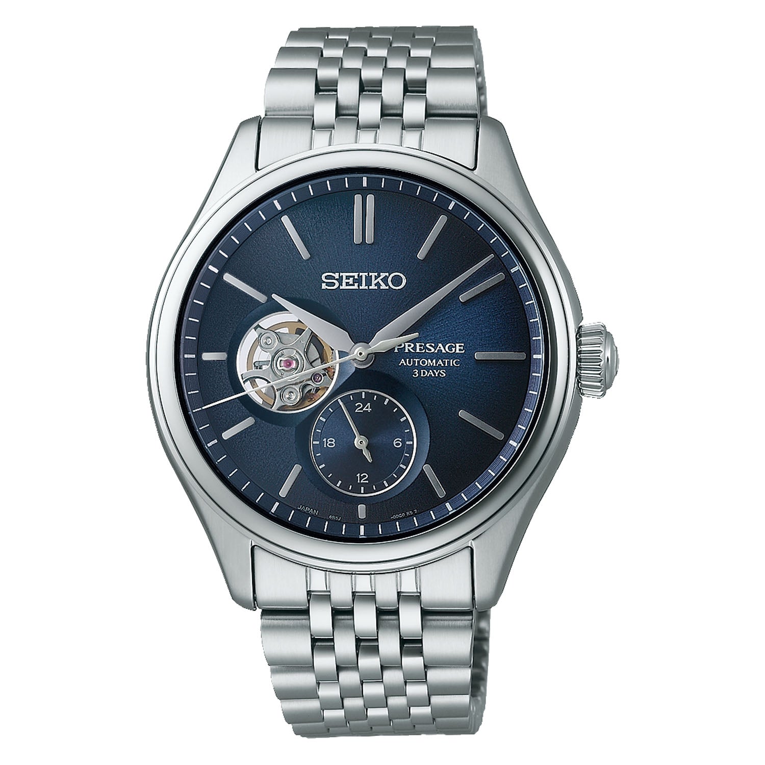 Gents Seiko Presage Auto AI-IRO Open Heart Steel Blue Dial 40.2mm SPB527J1