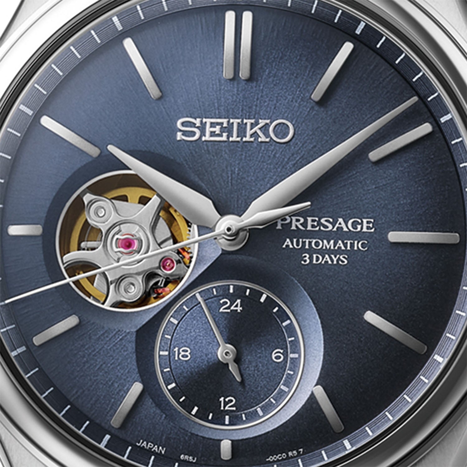 Gents Seiko Presage Auto AI-IRO Open Heart Steel Blue Dial 40.2mm SPB527J1