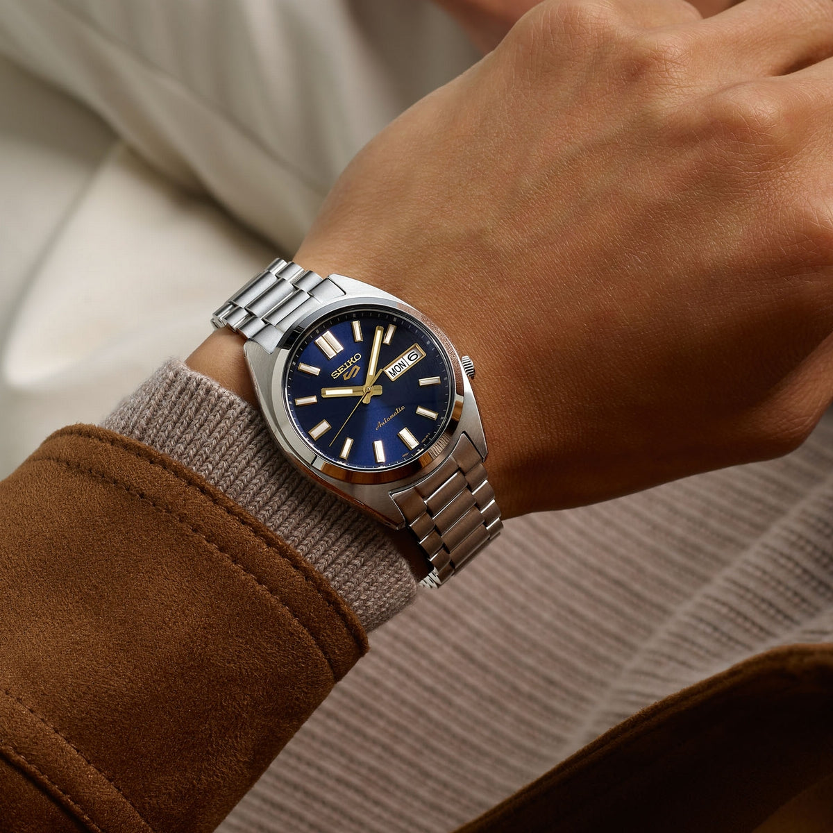 Gents Seiko 5 SNXS Auto Day Date Steel Blue Dial 37.4mm - SRPL55K1