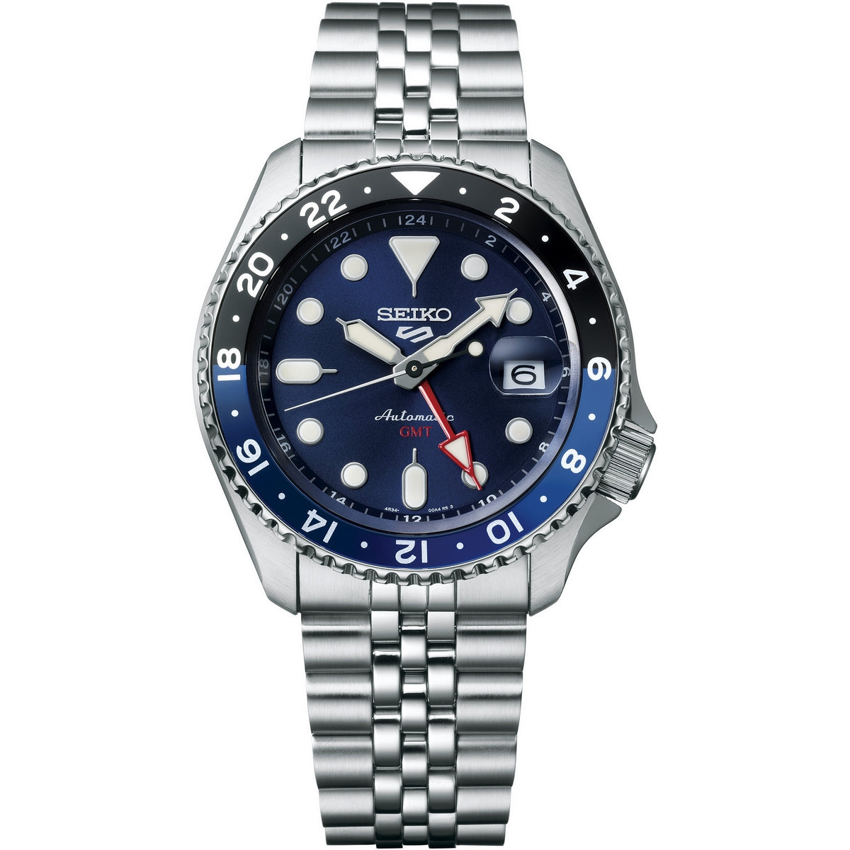 Gents Seiko 5 Sports GMT Blueberry SKX Re-Interpretation Steel Bracelet Black and Blue Bezel Blue Dial - SSK003K1