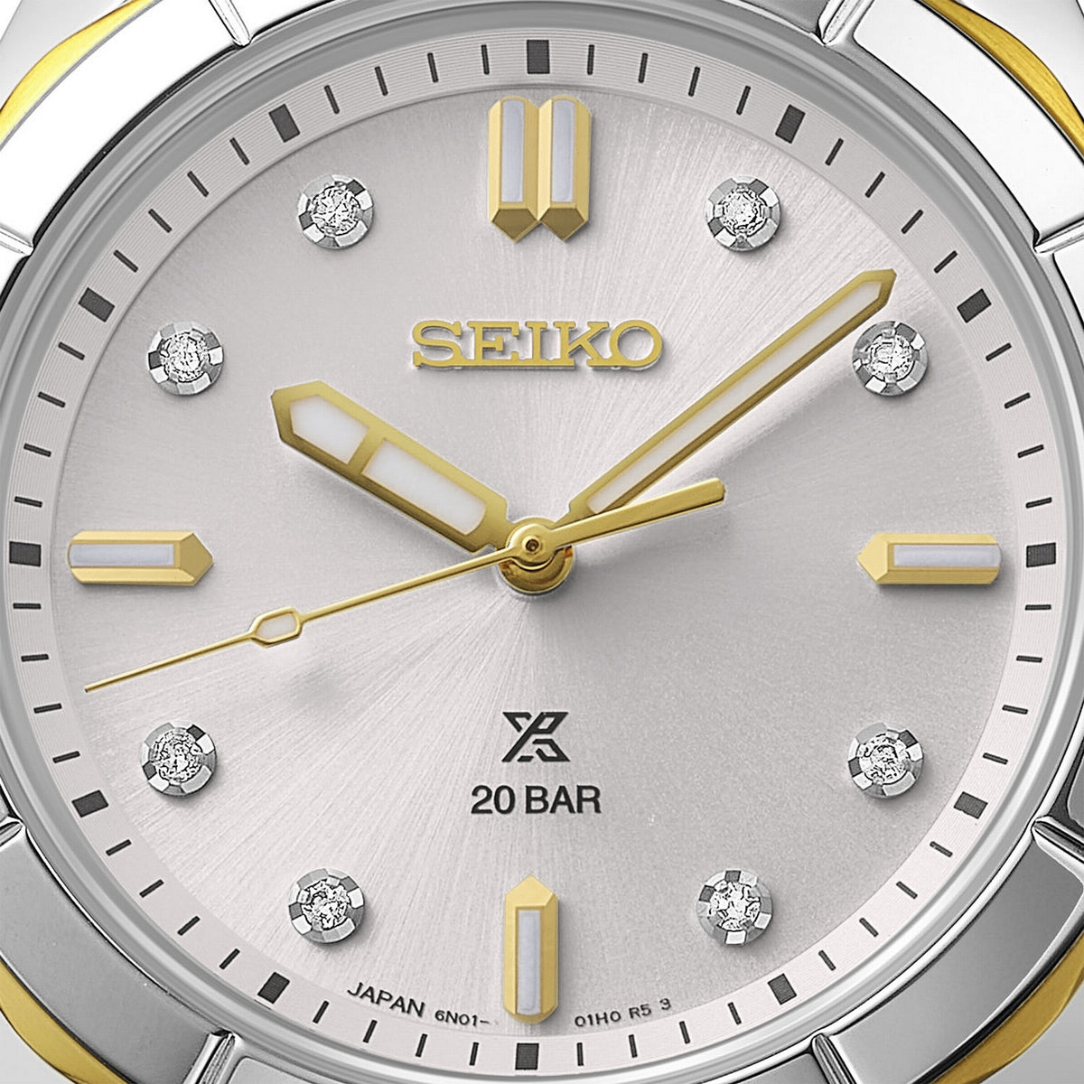 Ladies Seiko Prospex 34mm Qtz Steel Silver Diamond Dial - SUR618J1