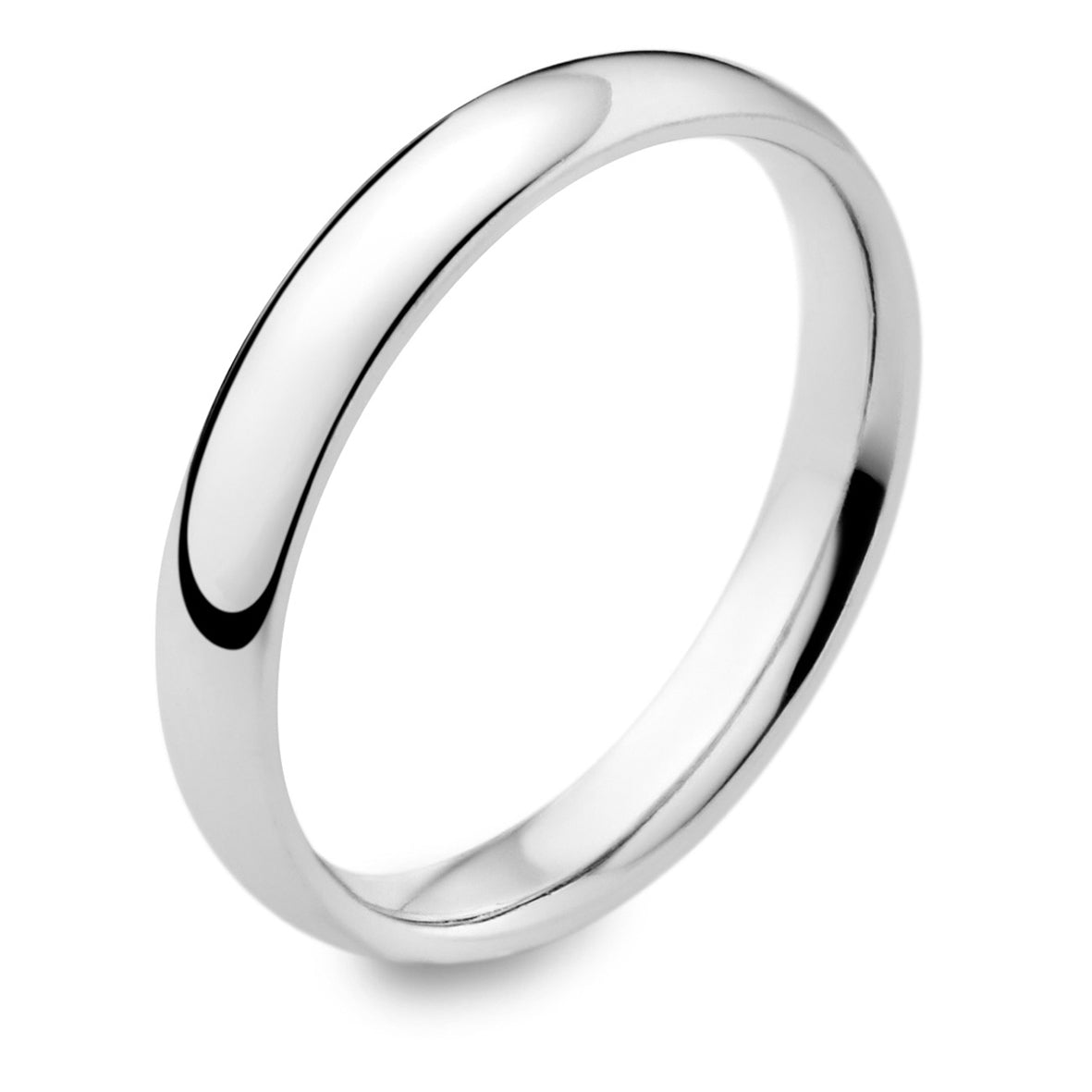 Ladies 18ct White Gold 3mm Stand Court Wedding Ring