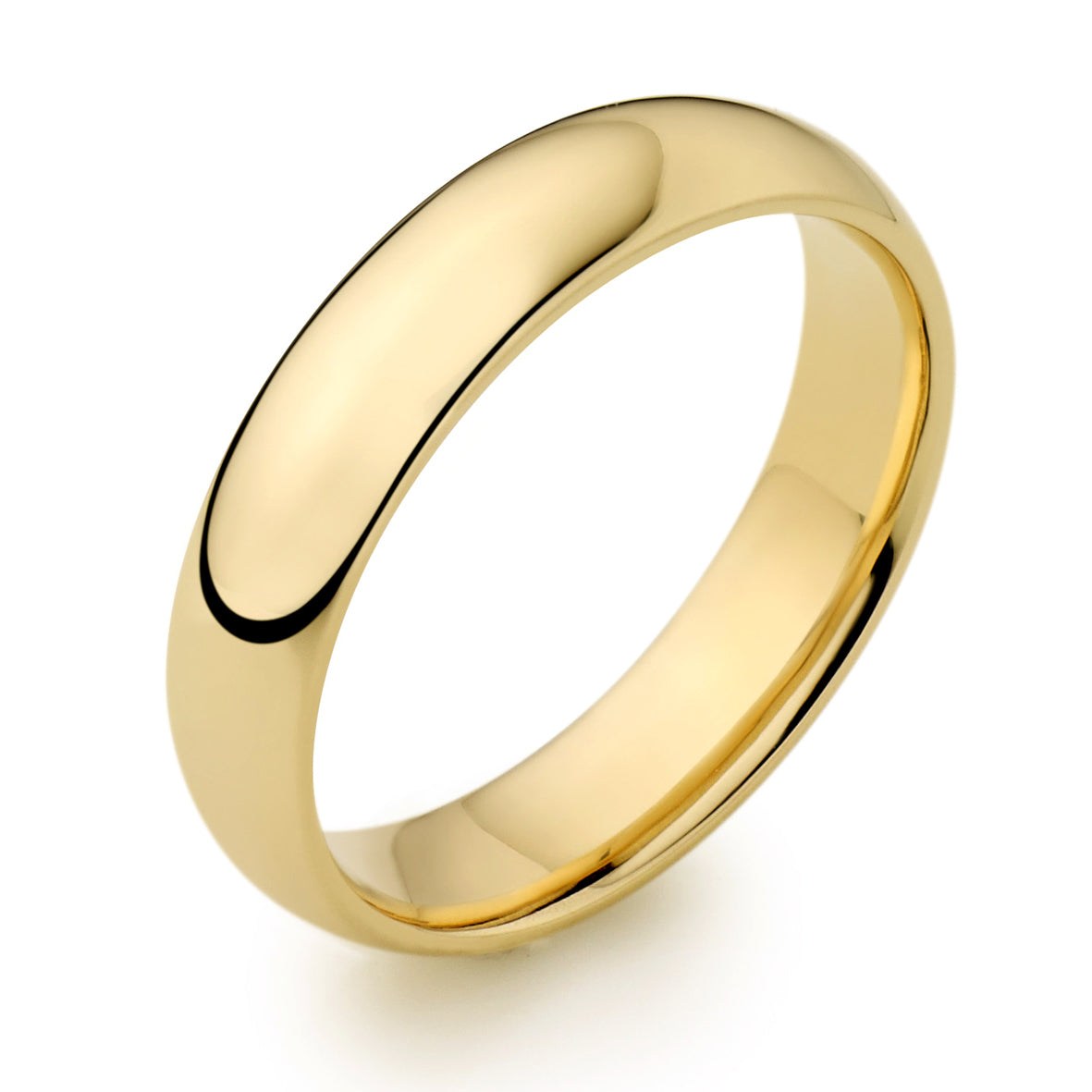 Men&#39;s 9ct Yellow Gold 5mm Stand Court Wedding Ring