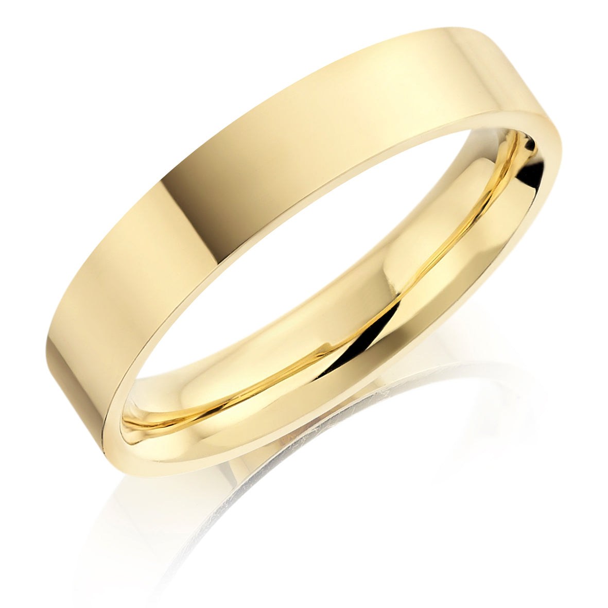 Men&#39;s 18ct Yellow Gold 4mm Flat Court Wedding Ring