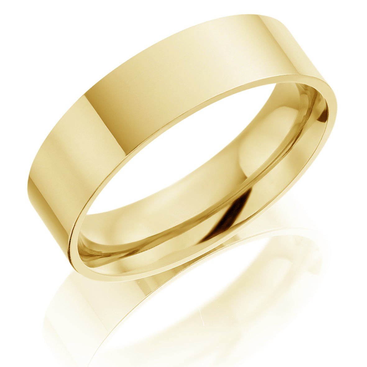 Men&#39;s 18ct Yellow Gold 6mm Classic Flat Court Wedding Ring