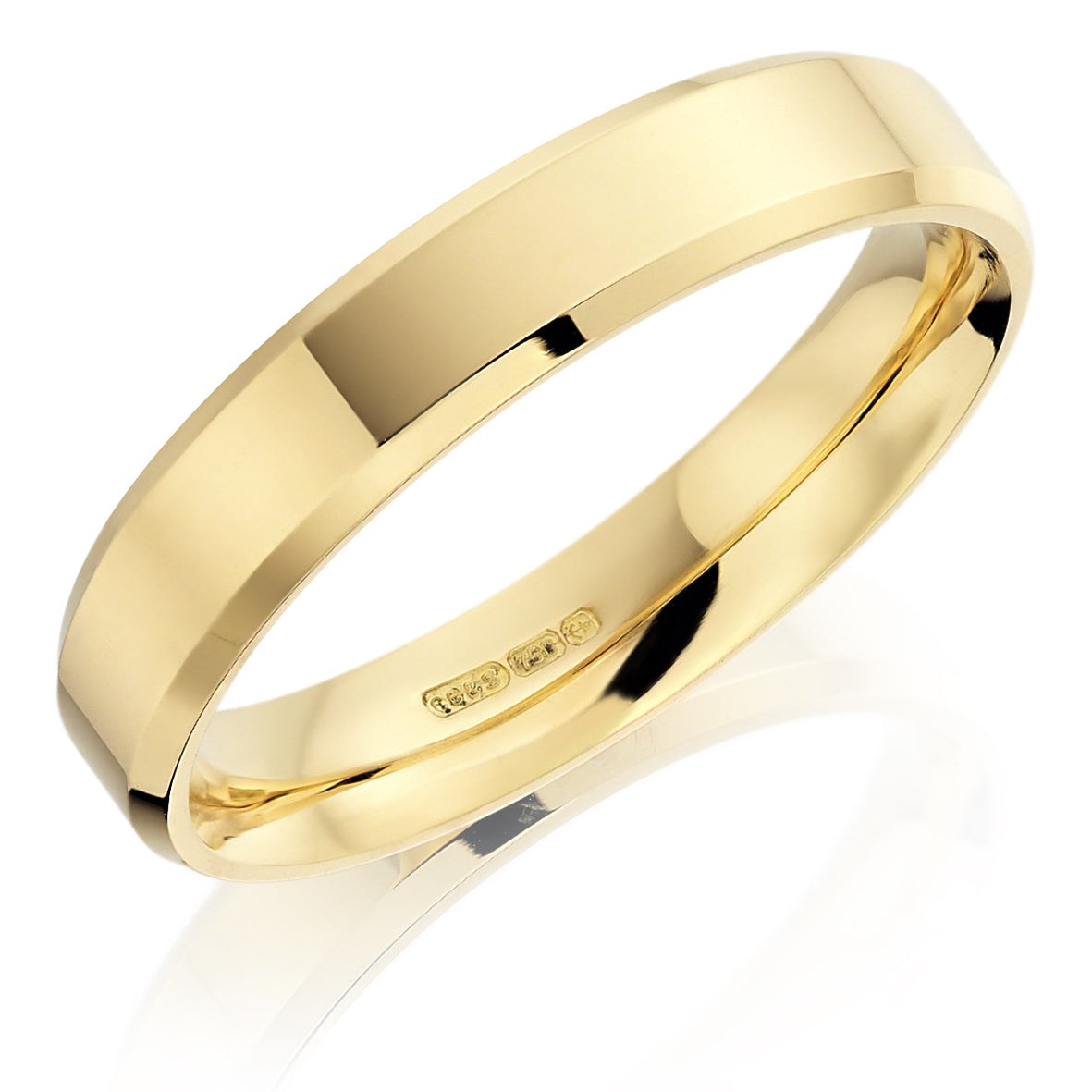 Men&#39;s 9ct Yellow Gold 4mm Flat Court Wedding Ring