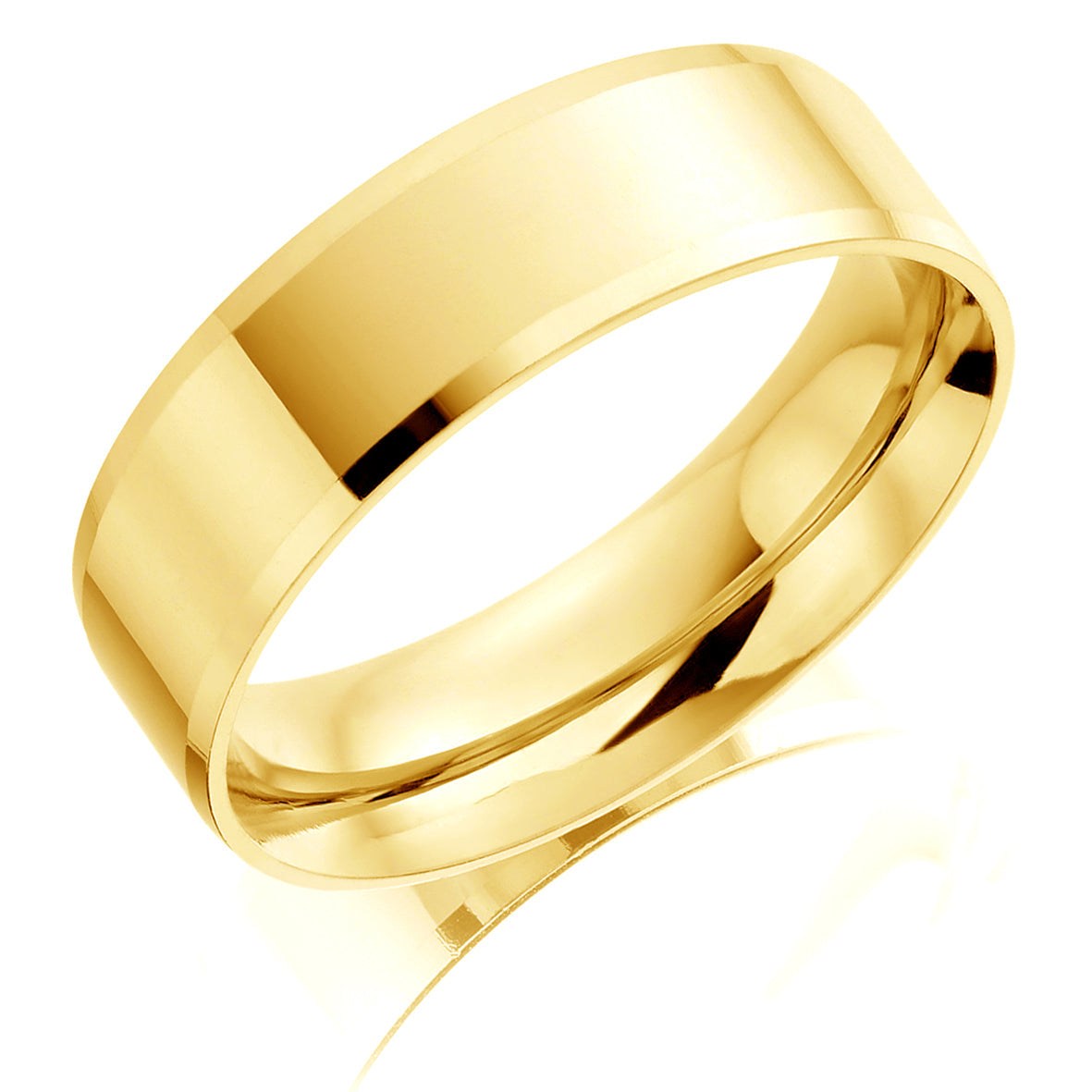 Men&#39;s 9ct Yellow Gold 6mm Classic Flat Court Wedding Ring