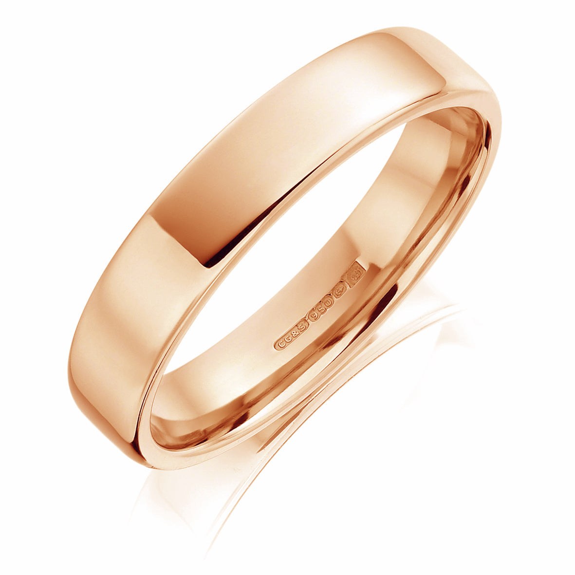 Men&#39;s 9ct Rose Gold 5mm Flat Court Wedding Ring