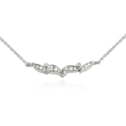 18ct White Gold Leaf Pave Set Pendant