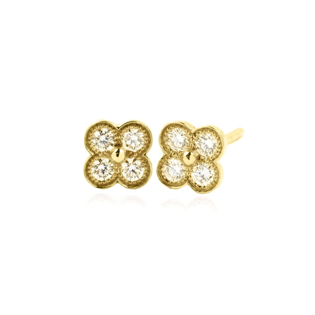 18ct Yellow Gold Clover Earrings