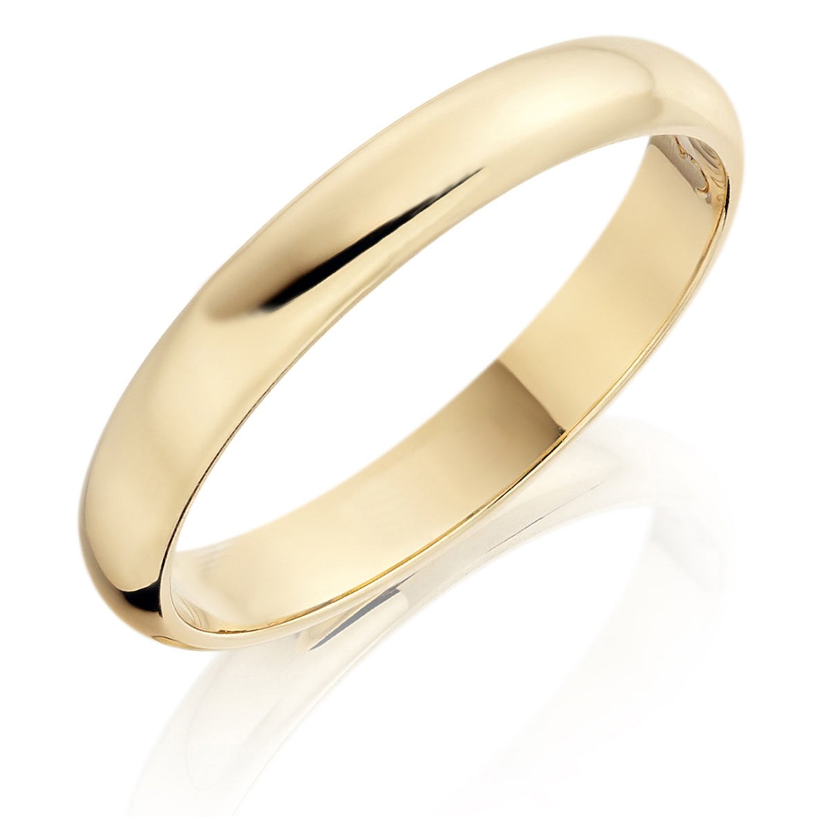 Men's 9ct Yellow Gold 3mm D Shaped Wedding Ring