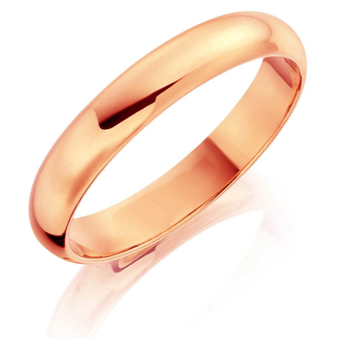 Men's 9ct Rose Gold 4mm D Shaped Wedding Ring