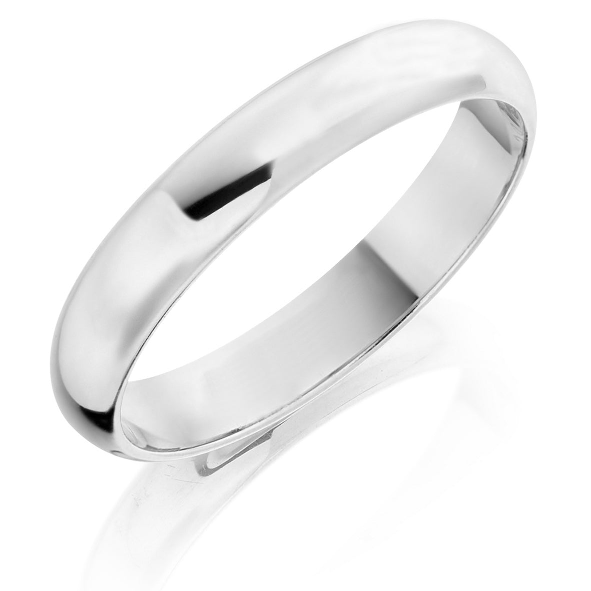 Men's 9ct White Gold 4mm D Shaped Wedding Ring