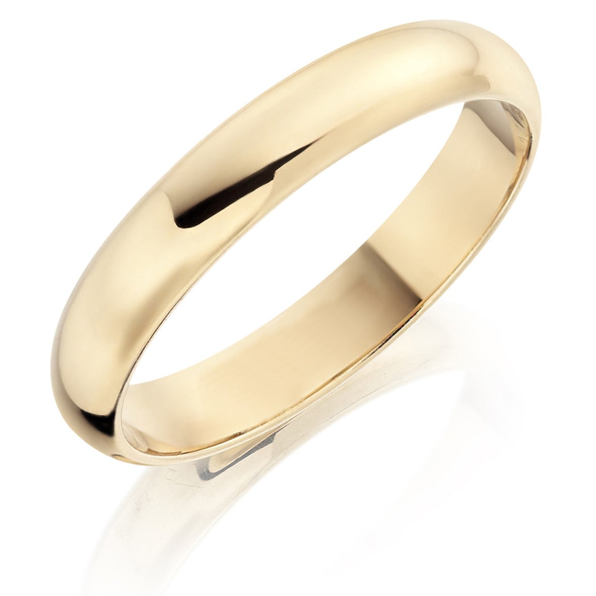 Men's 9ct Yellow Gold 4mm D Shaped Wedding Ring