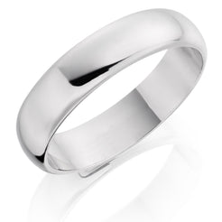 Men's 9ct White Gold 5mm D Shaped Wedding Ring