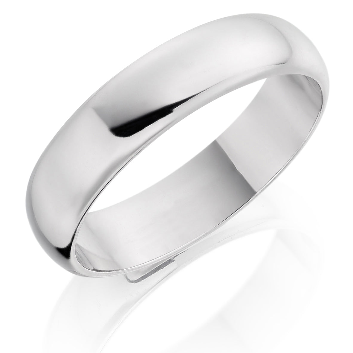 Men's 9ct White Gold 5mm D Shaped Wedding Ring
