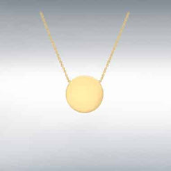 9ct Yellow Gold Polished 15mm Round Disc on Chain