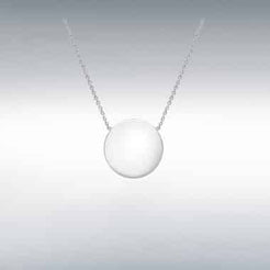 9ct White Gold Polished 15mm Round Disc on Chain