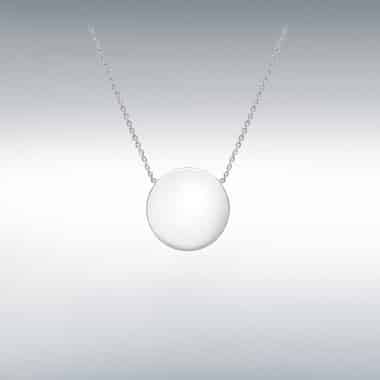 9ct White Gold Polished 15mm Round Disc on Chain