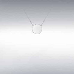 9ct White Gold 10mm Round Mini Disc on Chain