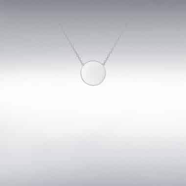 9ct White Gold 10mm Round Mini Disc on Chain