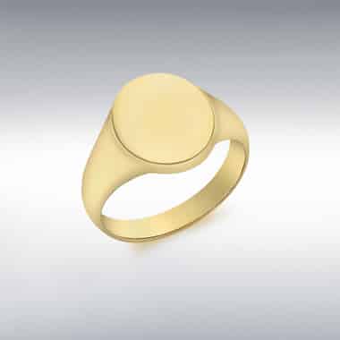 9ct Yellow Gold Ladies 10mm x 12mm Oval Signet Ring