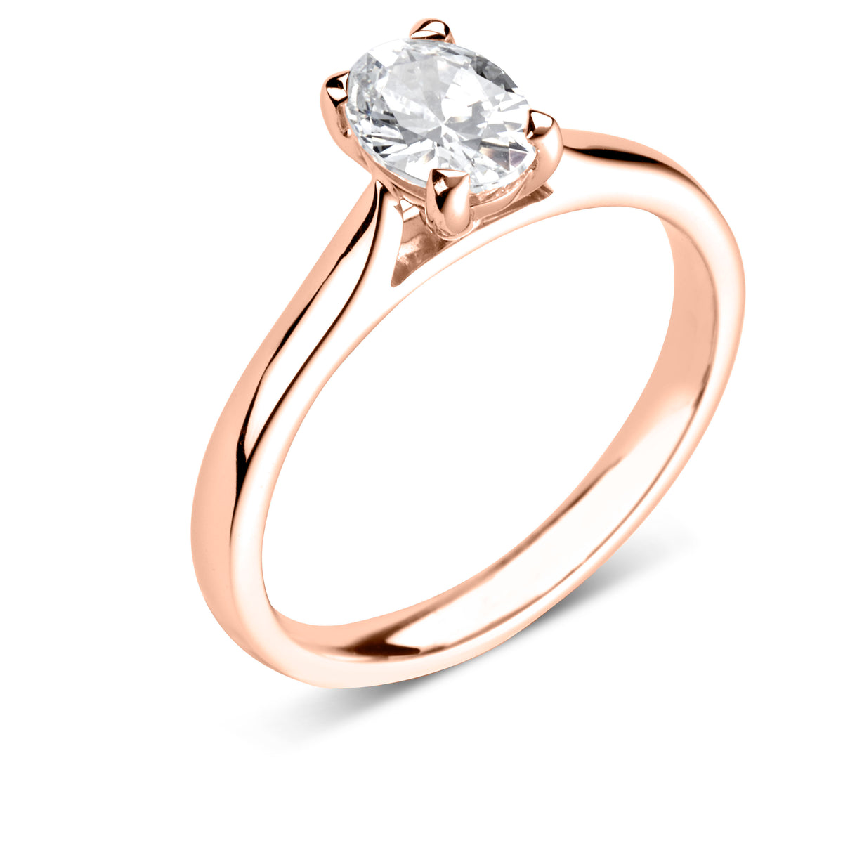 18ct Rose Gold Lab Grown Diamond Oval Solitaire 0.91ct
