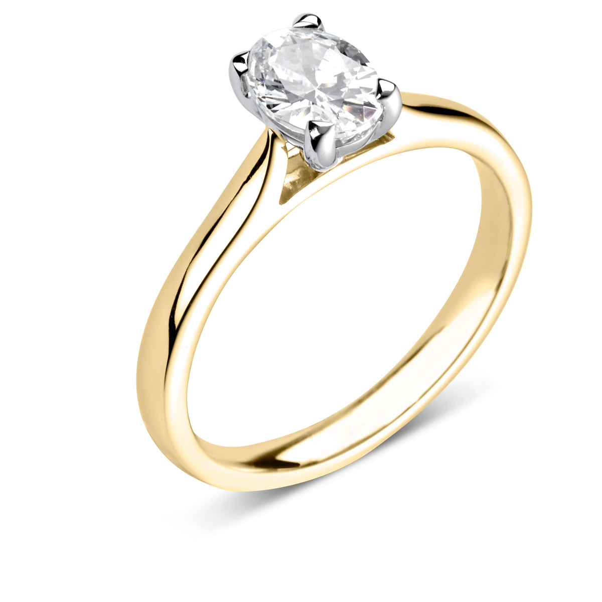 18ct Yellow Gold and Platinum Lab Grown Diamond Oval Solitaire 0.70ct