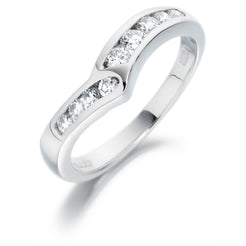 Ladies 18ct White Gold 9 Diamond V Shape Wedding Ring