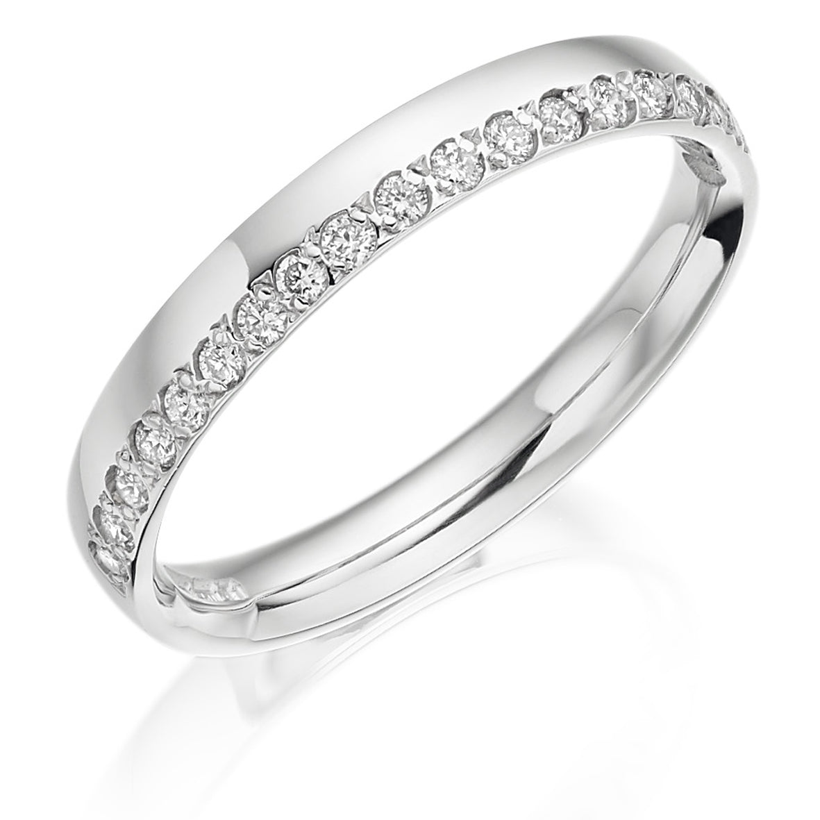 Ladies 18ct White Gold Diamond Off Set Half Hoop Ring